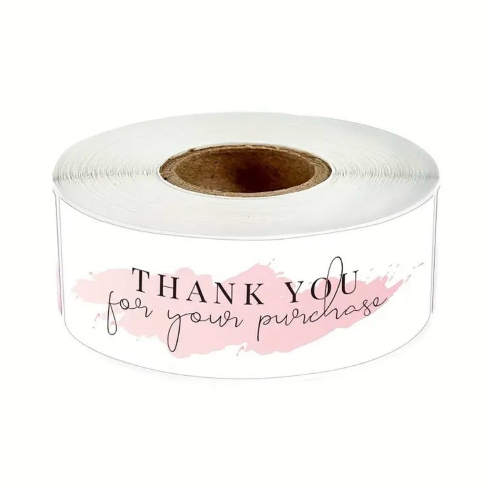 Thank You Label Roll - White and Pink, NEW - Picture 3 of 4